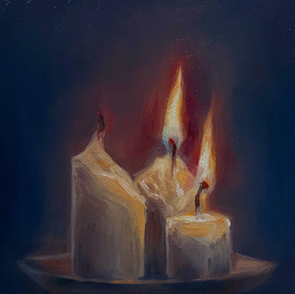 Candle painting with projected light animation
